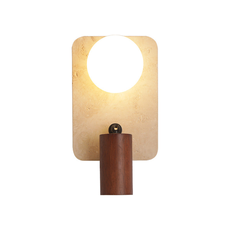 Travertine Solid Wood Glass 2-Light Wall Lamp