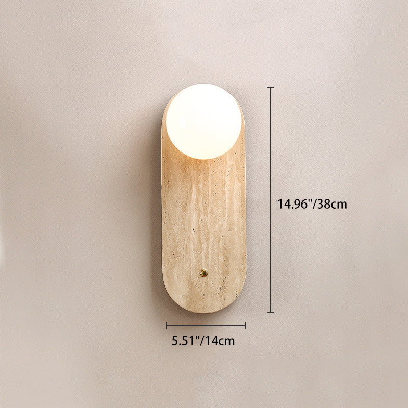 Yellow Travertine Glass Oval Wall Lamp