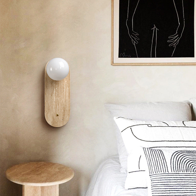 Yellow Travertine Glass Oval Wall Lamp