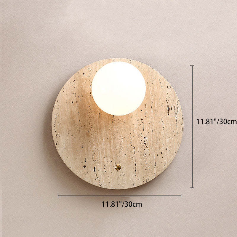 Yellow Travertine Glass Oval Wall Lamp