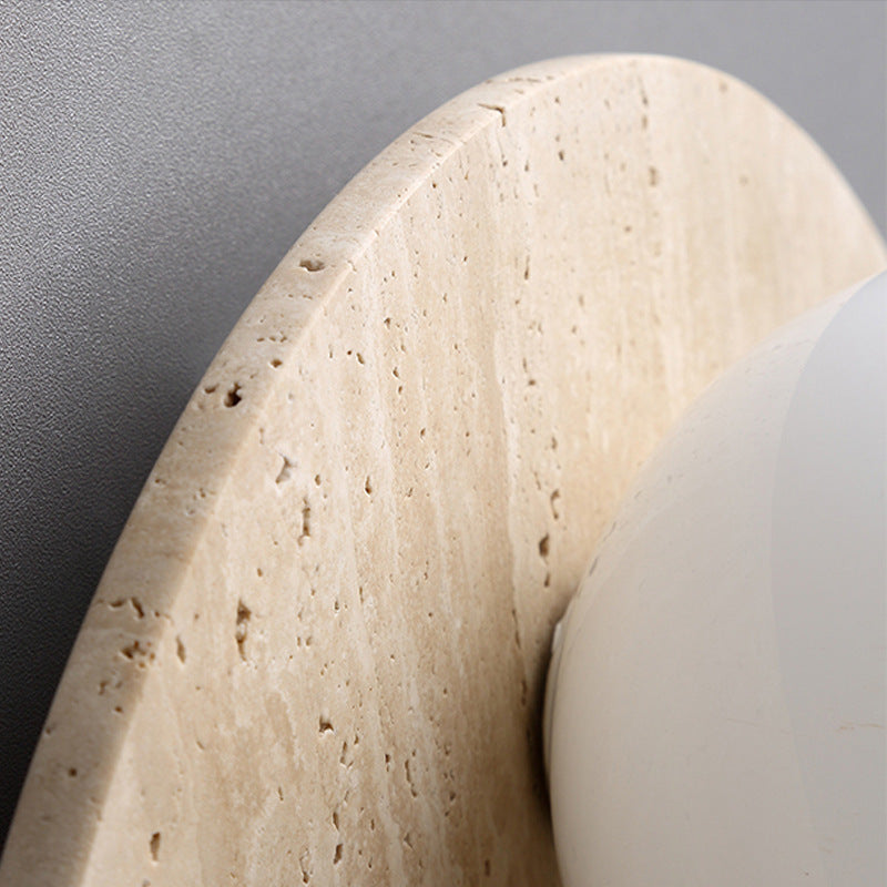 Yellow Travertine Glass Oval Wall Lamp