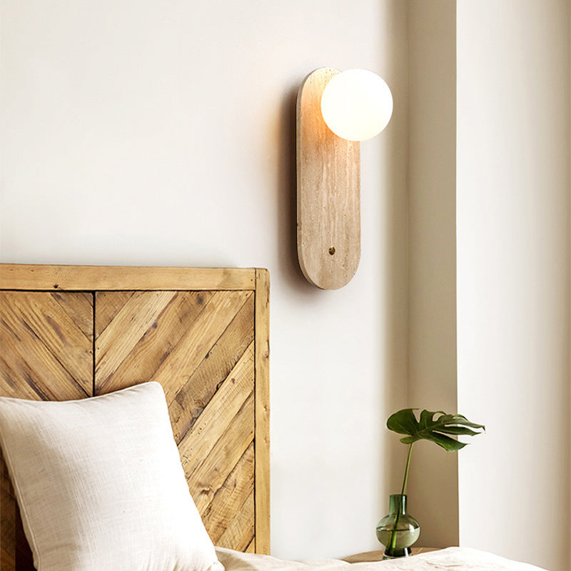Yellow Travertine Glass Oval Wall Lamp