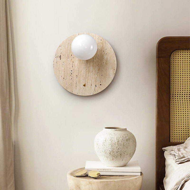 Yellow Travertine Glass Oval Wall Lamp