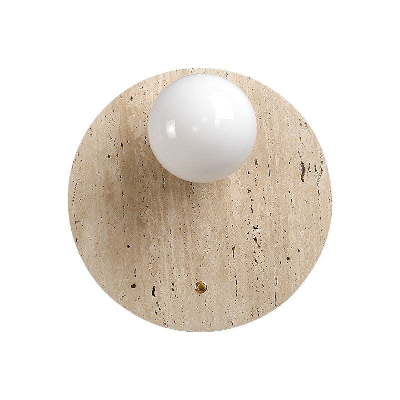 Yellow Travertine Glass Oval Wall Lamp