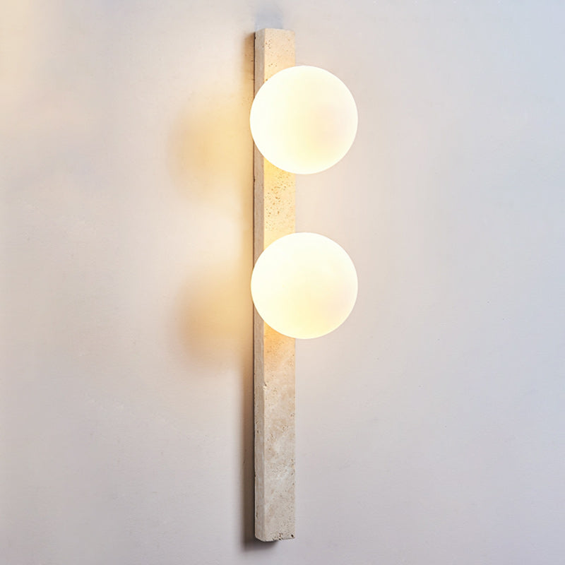 Travertine Glass Linear Globe 2-Light Wall Lamp