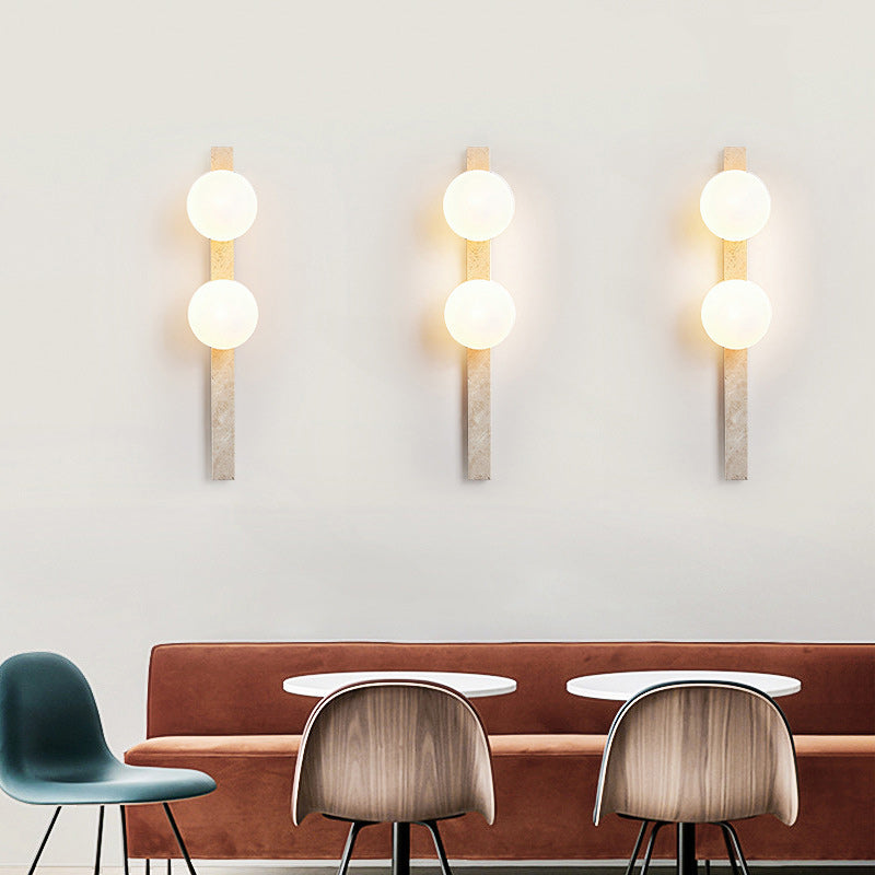 Travertine Glass Linear Globe 2-Light Wall Lamp