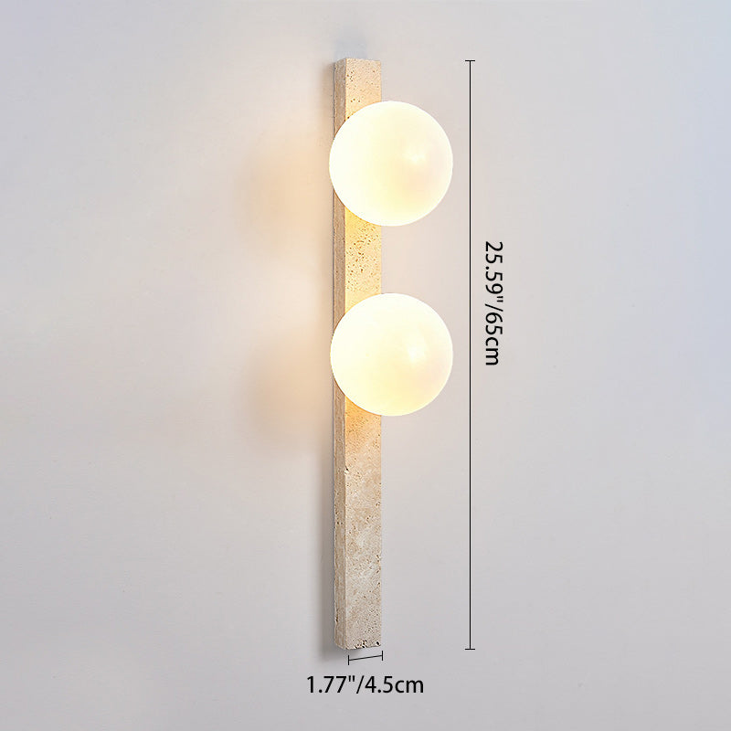 Travertine Glass Linear Globe 2-Light Wall Lamp