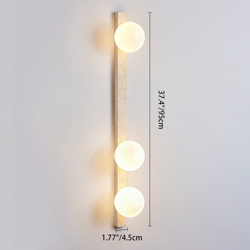 Travertine Glass Linear Globe 2-Light Wall Lamp