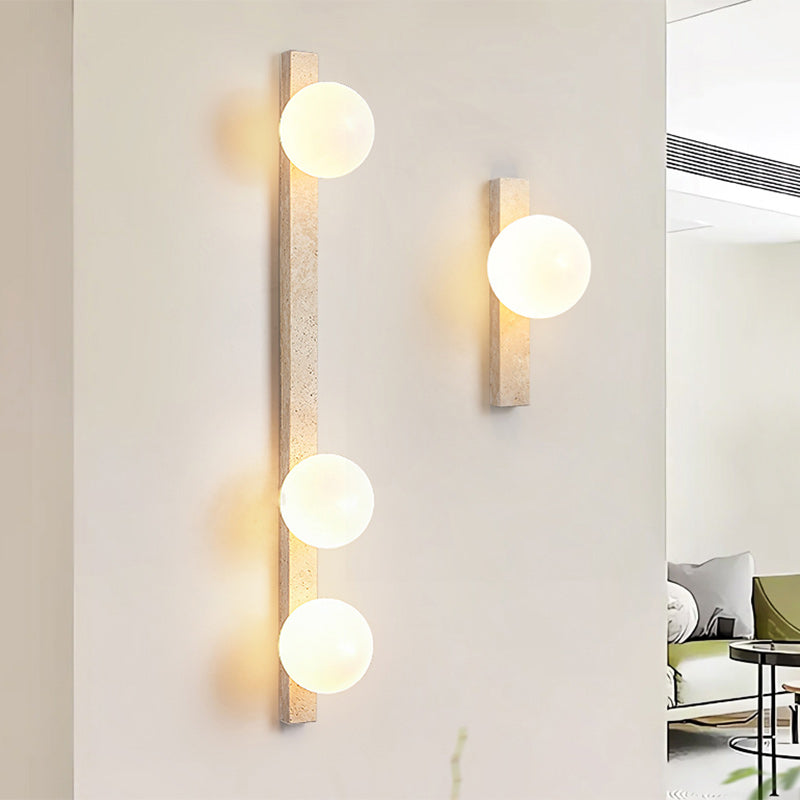 Travertine Glass Linear Globe 2-Light Wall Lamp
