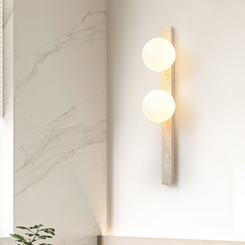 Travertine Glass Linear Globe 2-Light Wall Lamp