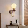 Glass Metal Wood Curved Wall Lamp