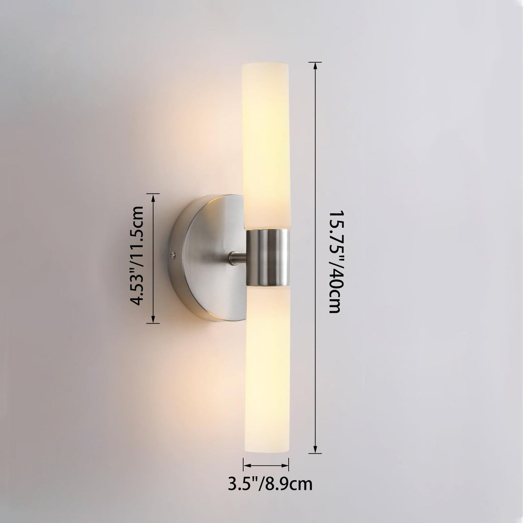 Glass Iron Cylindrical Round 2-Light Wall Lamp