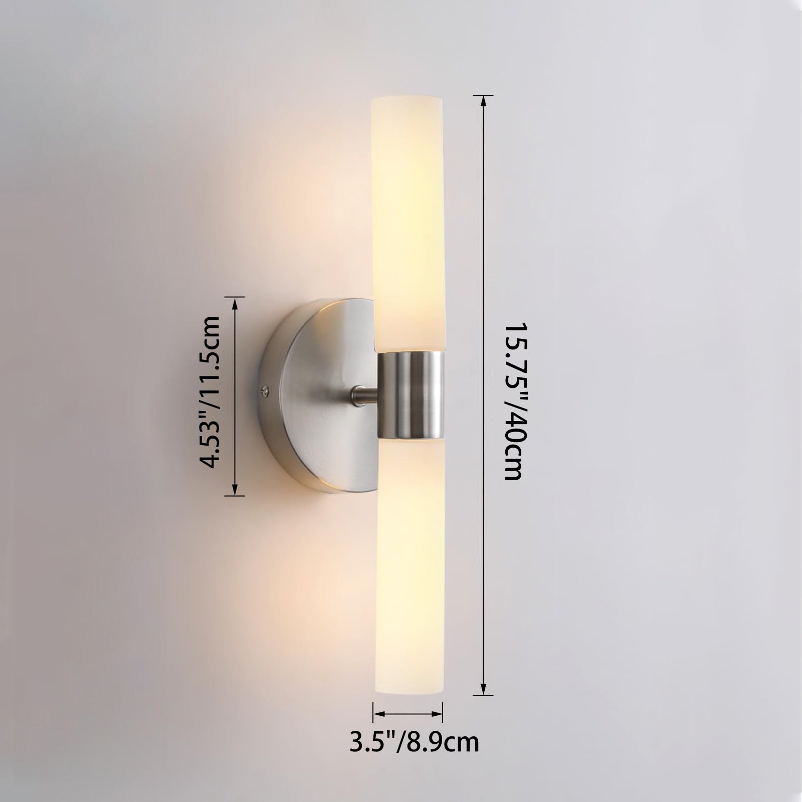 Glass Iron Cylindrical Round 2-Light Wall Lamp