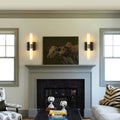 Glass Iron Cylindrical Round 2-Light Wall Lamp