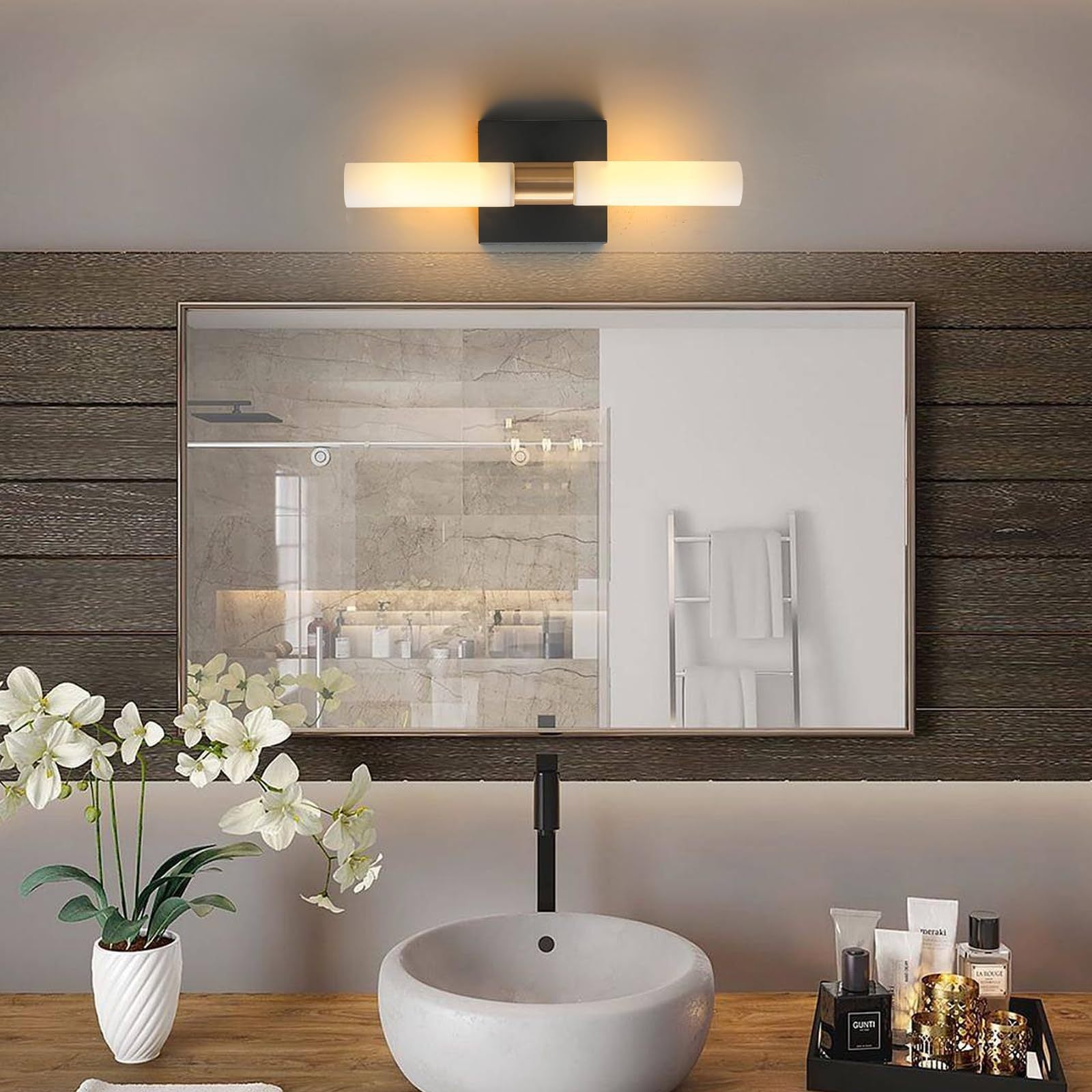 Glass Iron Cylindrical Round 2-Light Wall Lamp