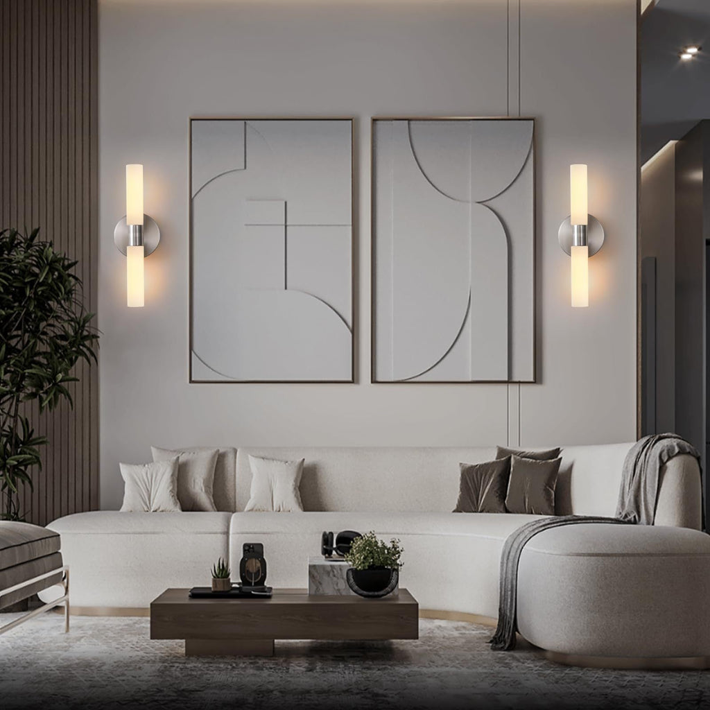 Glass Iron Cylindrical Round 2-Light Wall Lamp