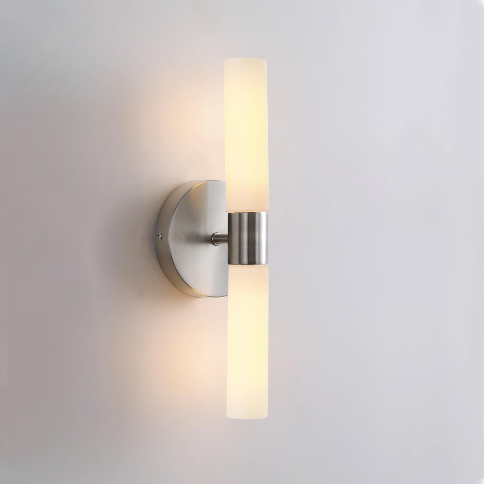 Glass Iron Cylindrical Round 2-Light Wall Lamp