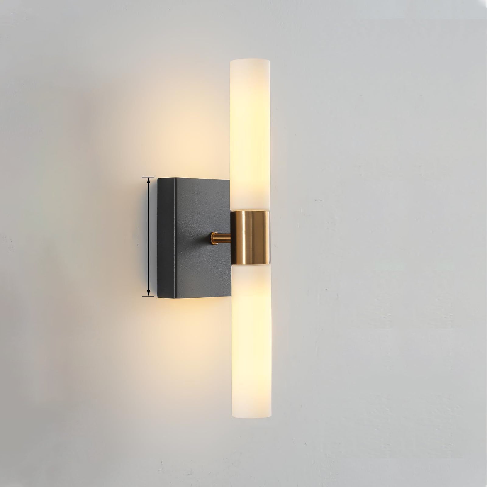 Glass Iron Cylindrical Round 2-Light Wall Lamp