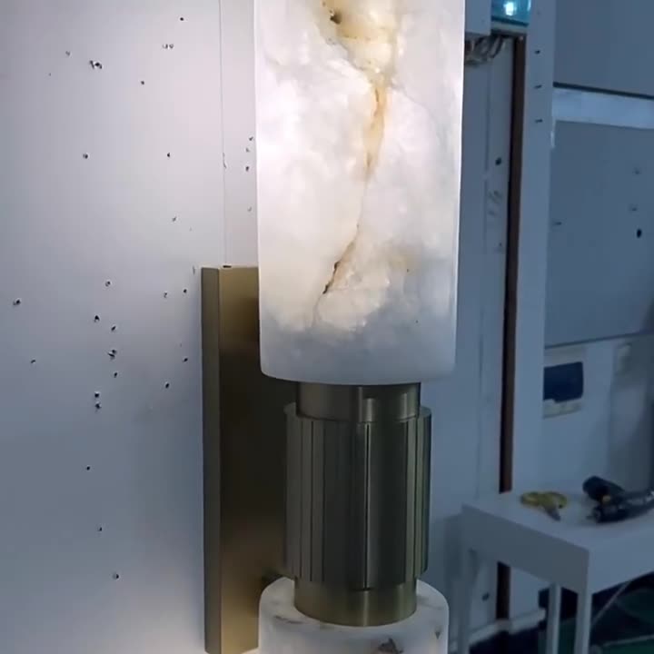 Natural Marble Brass Cylinder 2-Light Wall Lamp