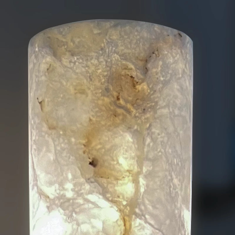 Natural Marble Brass Cylinder 2-Light Wall Lamp