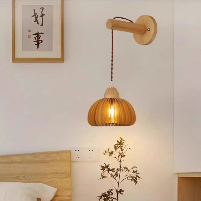 Rattan Solid Wood Hollow Wall Lamp