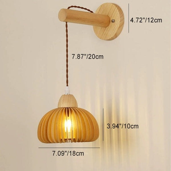 Rattan Solid Wood Hollow Wall Lamp