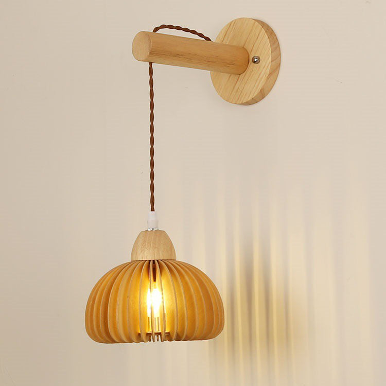 Rattan Solid Wood Hollow Wall Lamp