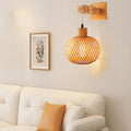 Bamboo Wood Hollow Round Wall Lamp