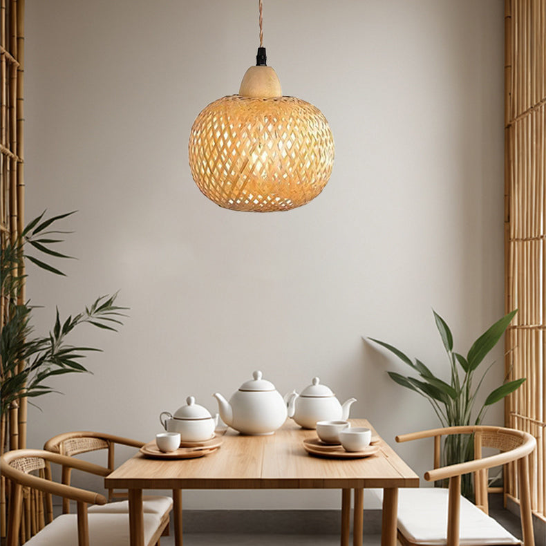 Bamboo Wood Hollow Round Wall Lamp