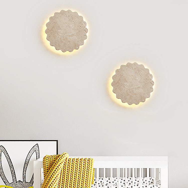 Beige Travertine Wavy Floral Wall Lamp