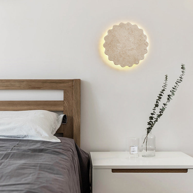 Beige Travertine Wavy Floral Wall Lamp