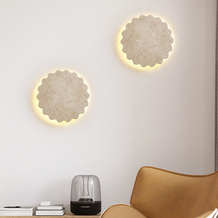 Beige Travertine Wavy Floral Wall Lamp