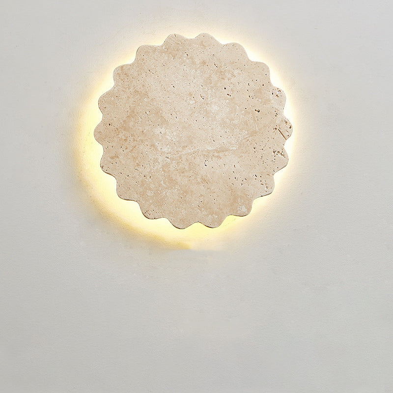 Beige Travertine Wavy Floral Wall Lamp