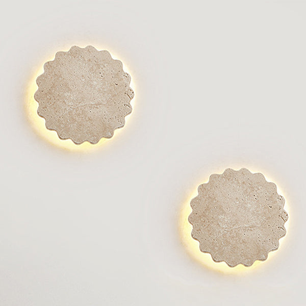 Beige Travertine Wavy Floral Wall Lamp