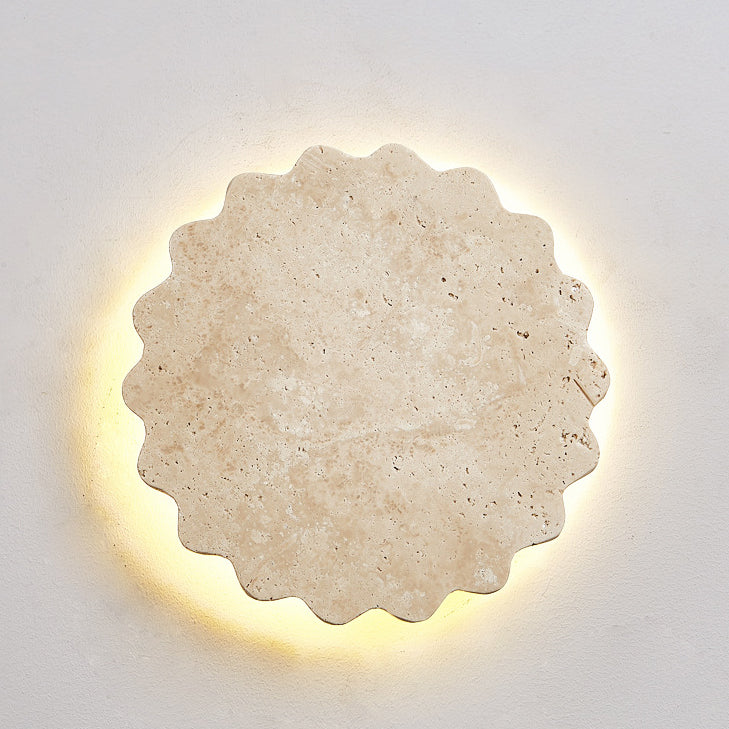 Beige Travertine Wavy Floral Wall Lamp