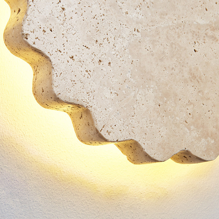 Beige Travertine Wavy Floral Wall Lamp