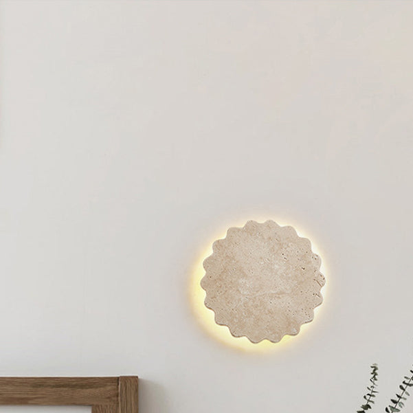 Beige Travertine Wavy Floral Wall Lamp