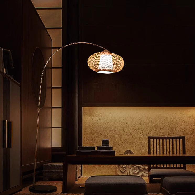 Marble Bamboo Stainless Steel Floor Lamp