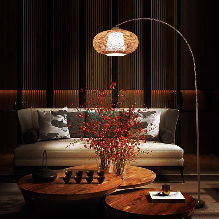 Marble Bamboo Stainless Steel Floor Lamp