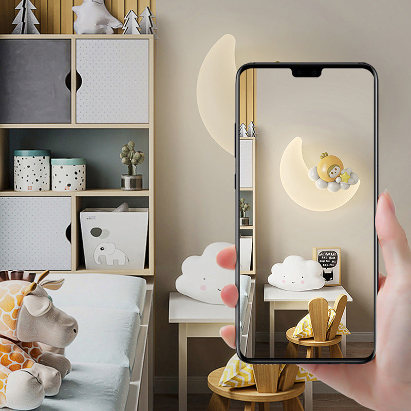 PE Iron Crescent Bedroom Wall Lamp