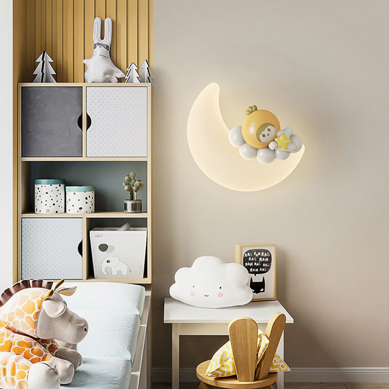 PE Iron Crescent Bedroom Wall Lamp
