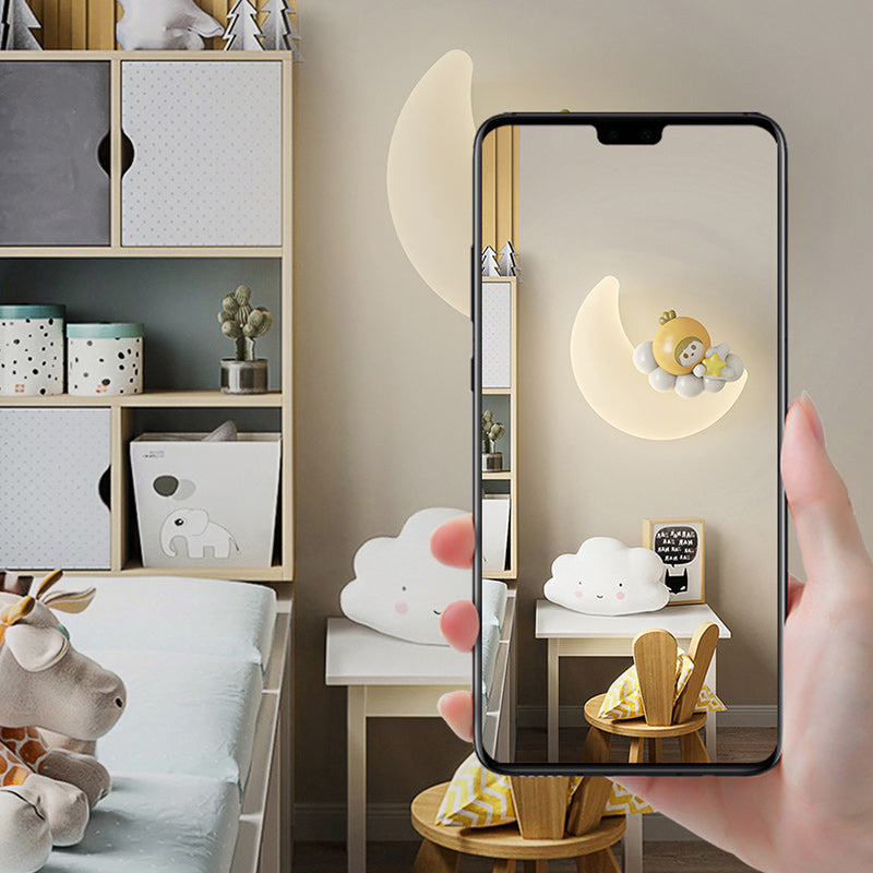 PE Iron Crescent Bedroom Wall Lamp