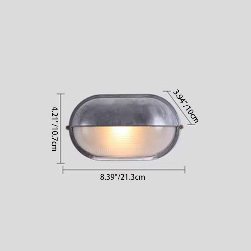 Glass Aluminum Oval Round Outdoor Light
