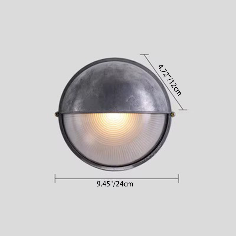 Glass Aluminum Oval Round Outdoor Light