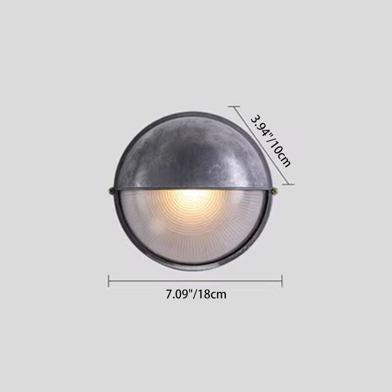 Glass Aluminum Oval Round Outdoor Light