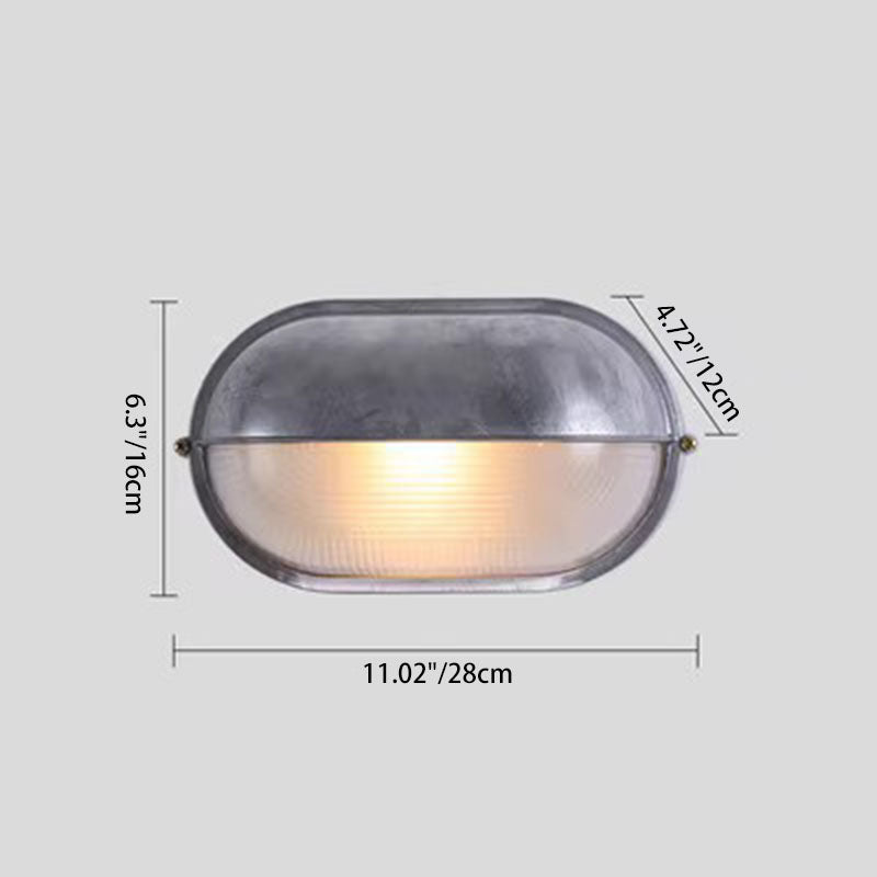 Glass Aluminum Oval Round Outdoor Light