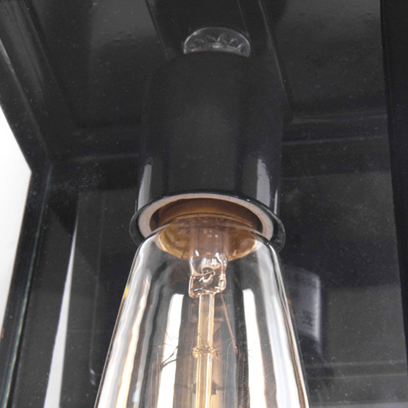 Iron Glass Lantern-Style Trapezoid Outdoor Light