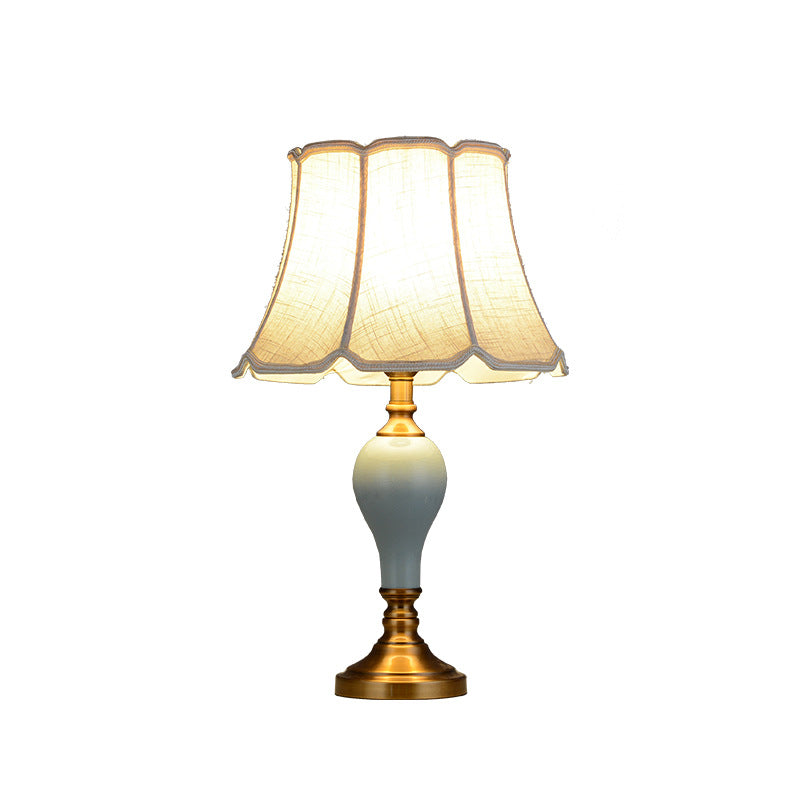 Brass Ceramic Fabric Round Table Lamp