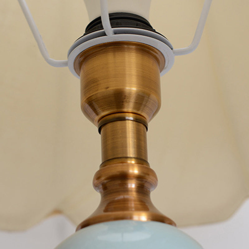 Brass Ceramic Fabric Round Table Lamp
