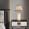 Alabaster Brass Fabric Umbrella-Shaped Table Lamp